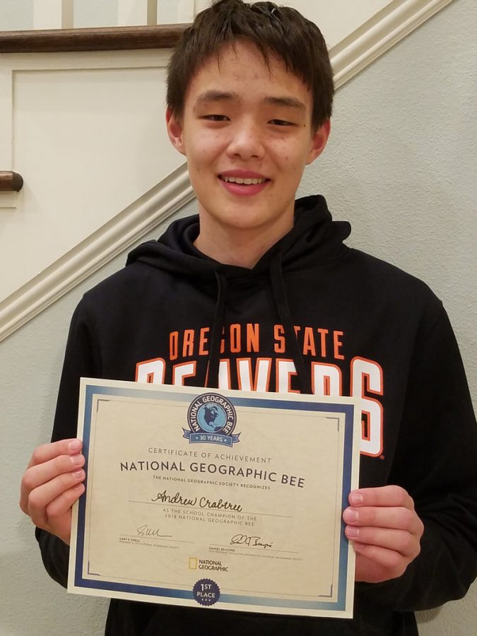 Andrew+Crabtree+%288%29+holding+his+certificate+as+the+school+champion+of+the+2018+National+Geographic+Bee.%C2%A0