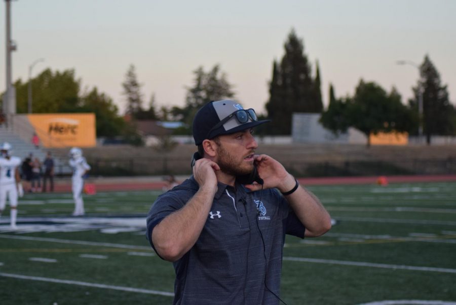 McMahon getting ready to call the plays against Pioneer. Photo courtesy of Ryan McCarthy, Branham class of 2019.